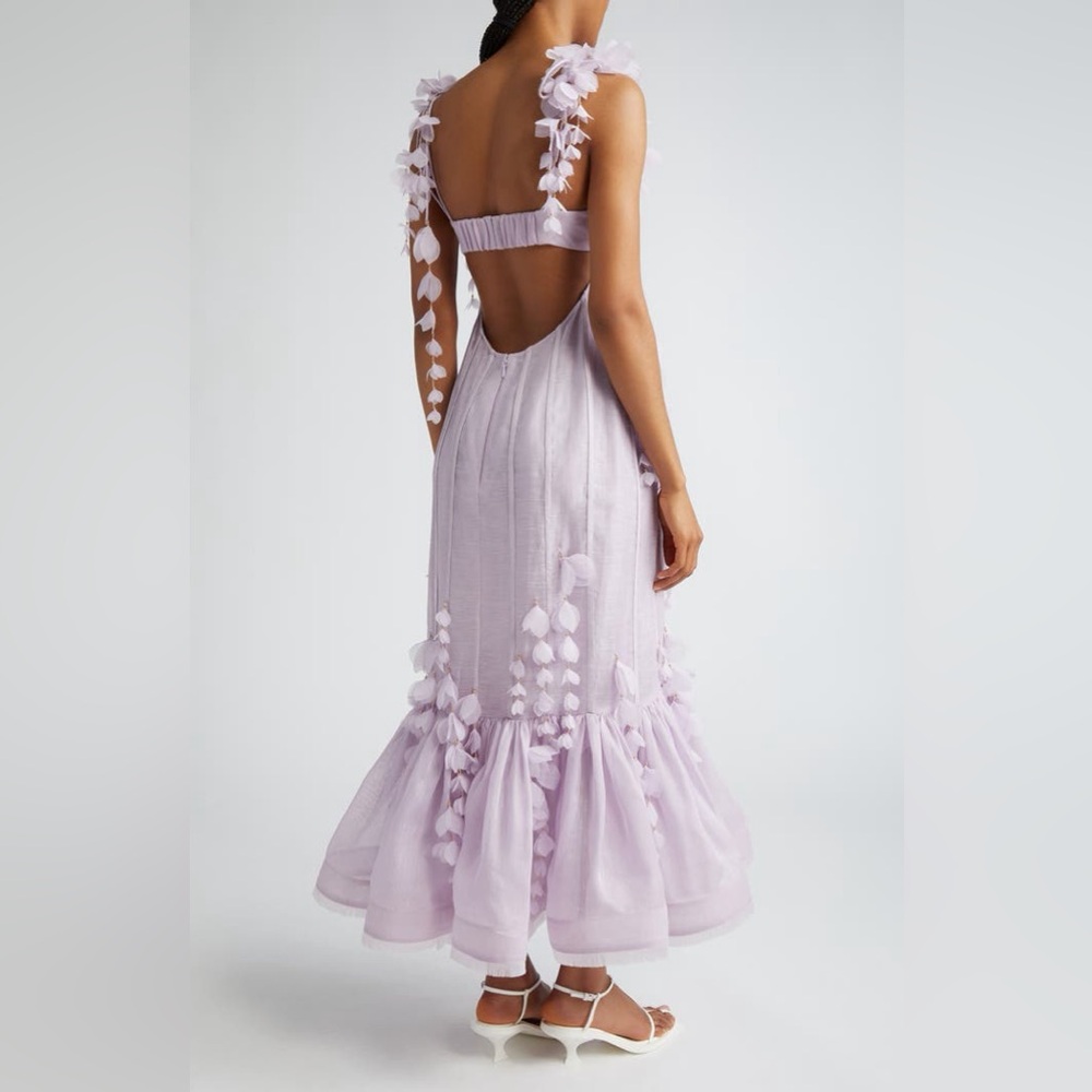 Zimmermann Dawning Petal Linen-Silk Midi-Dress - Picture 3 of 7